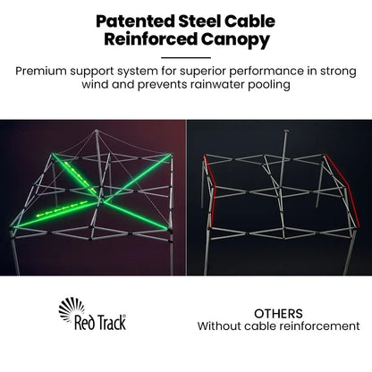 RED TRACK 3x3m Premium Pop Up Gazebo Marquee, Patented Steel Cable Canopy Support System, Wheeled Carry Bag, V219-OTDGZWRT33WB
