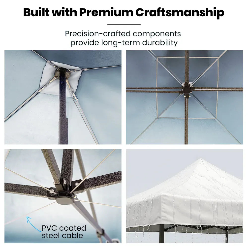 RED TRACK 3x3m Premium Pop Up Gazebo Marquee, Patented Steel Cable Canopy Support System, Wheeled Carry Bag, V219-OTDGZWRT33WB