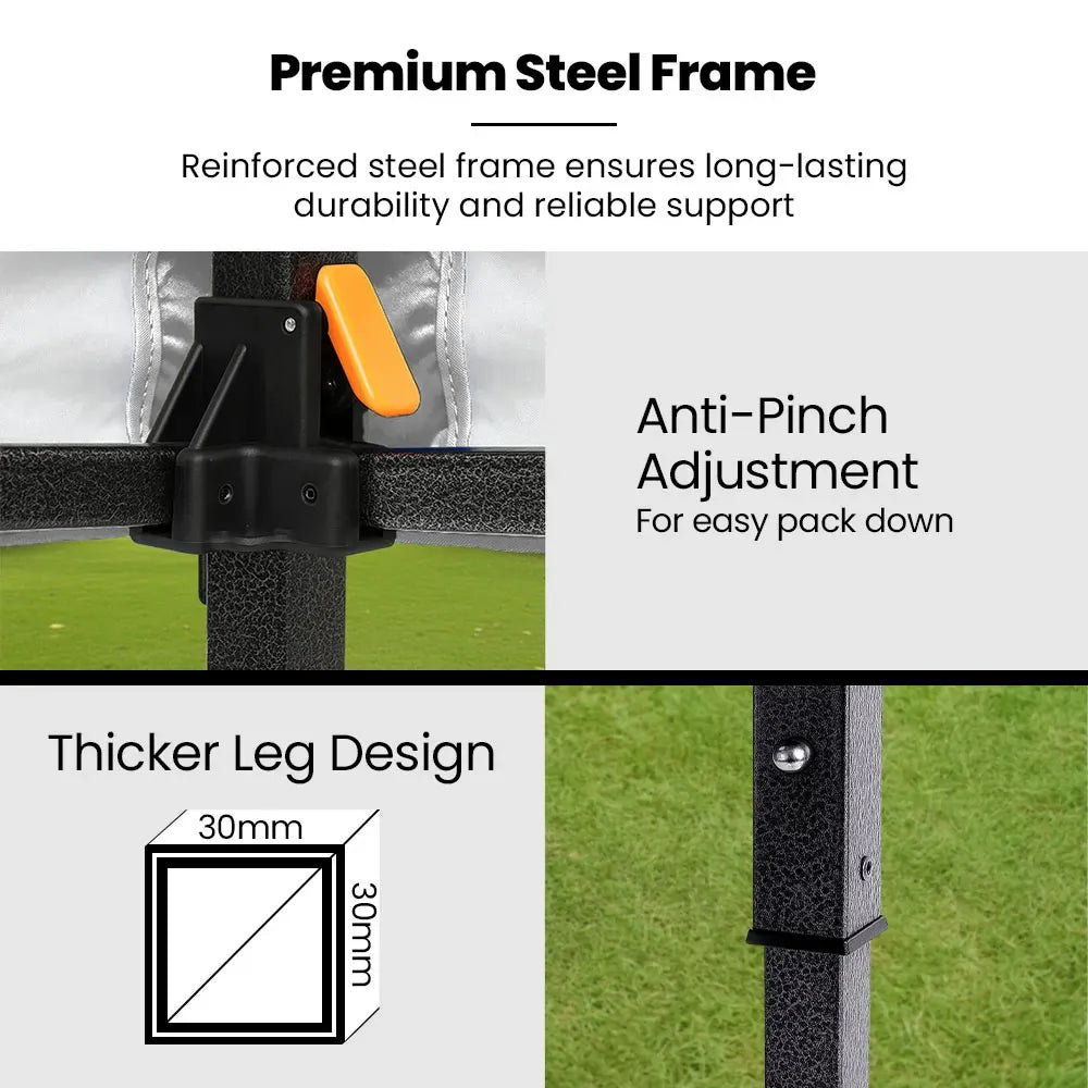 RED TRACK 3x3m Premium Pop Up Gazebo Marquee, Patented Steel Cable Canopy Support System, Wheeled Carry Bag, V219-OTDGZWRT33WB