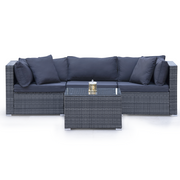 LONDON RATTAN 4 Piece 3 Seater Modular Outdoor Lounge Setting incl. Coffee Table, Grey V219-OTDOLSLR3SGY3
