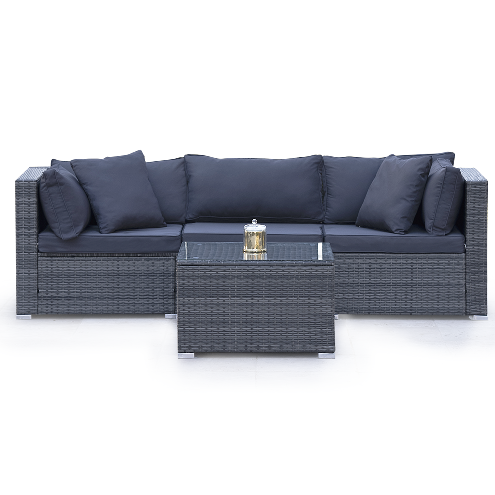 LONDON RATTAN 4 Piece 3 Seater Modular Outdoor Lounge Setting incl. Coffee Table, Grey V219-OTDOLSLR3SGY3
