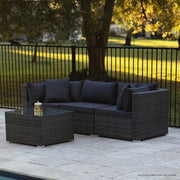 LONDON RATTAN 4 Piece 3 Seater Modular Outdoor Lounge Setting incl. Coffee Table, Grey V219-OTDOLSLR3SGY3