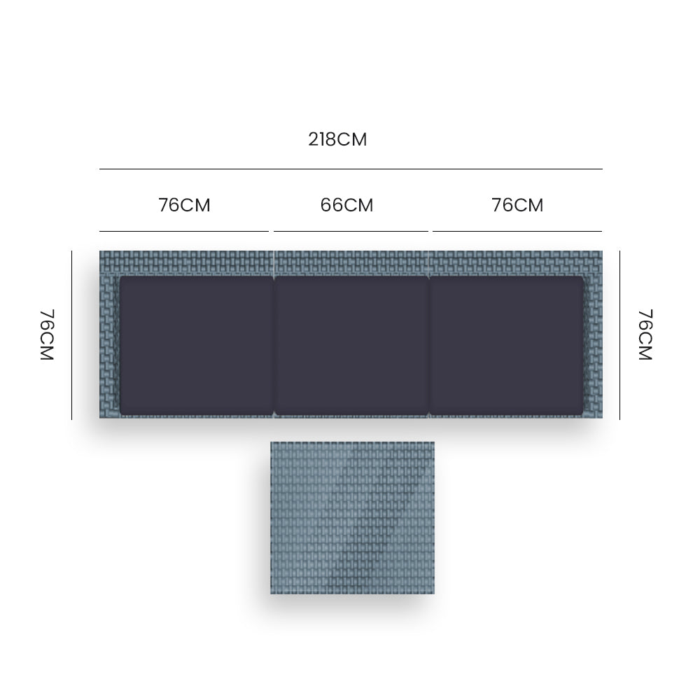 LONDON RATTAN 4 Piece 3 Seater Modular Outdoor Lounge Setting incl. Coffee Table, Grey V219-OTDOLSLR3SGY3