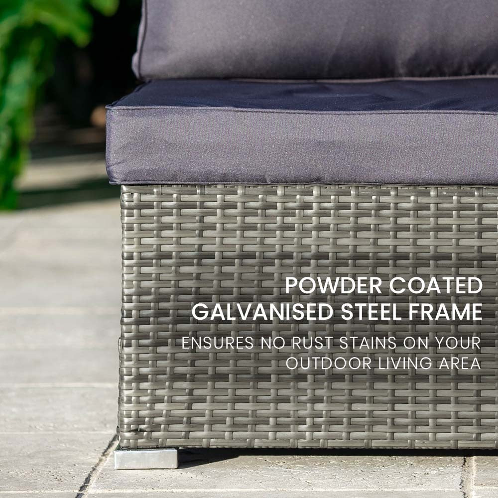 LONDON RATTAN 4 Piece 3 Seater Modular Outdoor Lounge Setting incl. Coffee Table, Grey V219-OTDOLSLR3SGY3