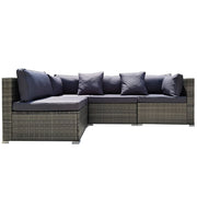 LONDON RATTAN 4 Seater Modular Outdoor Lounge Sofa Setting, Grey V219-OTDOLSLR4SGY1