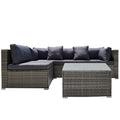 LONDON RATTAN 5 Piece 4 Seater Outdoor Modular Lounge Setting with Coffee Table, Grey V219-OTDOLSLR4SGY2