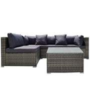 LONDON RATTAN 5 Piece 4 Seater Outdoor Modular Lounge Setting with Coffee Table, Grey V219-OTDOLSLR4SGY2