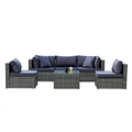 LONDON RATTAN 5 Seater Modular Outdoor Lounge Setting with Coffee Table, Grey V219-OTDOLSLR5SGY1