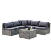 LONDON RATTAN 5 Seater Modular Outdoor Setting Lounge with Coffee Table, Grey V219-OTDOLSLR5SGY2