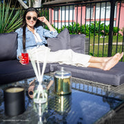 LONDON RATTAN 5 Seater Modular Outdoor Lounge Setting with Coffee Table, Ottoman, Grey V219-OTDOLSLR5SGY3