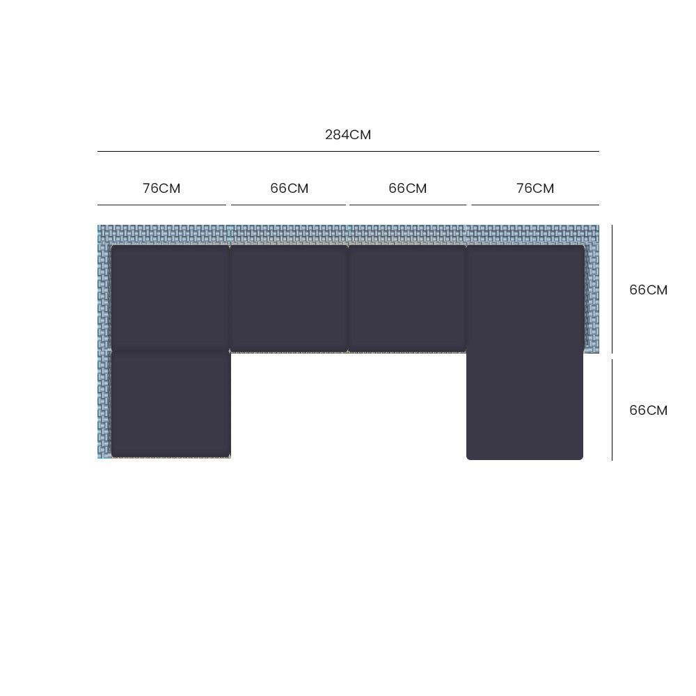 LONDON RATTAN 6 Seater Modular Outdoor Lounge Setting with Ottoman, Grey V219-OTDOLSLR6SGY1