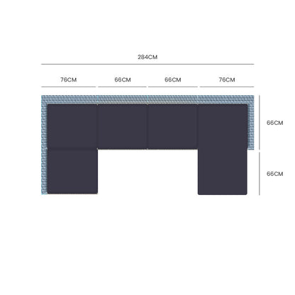 LONDON RATTAN 6 Seater Modular Outdoor Lounge Setting with Ottoman, Grey V219-OTDOLSLR6SGY1