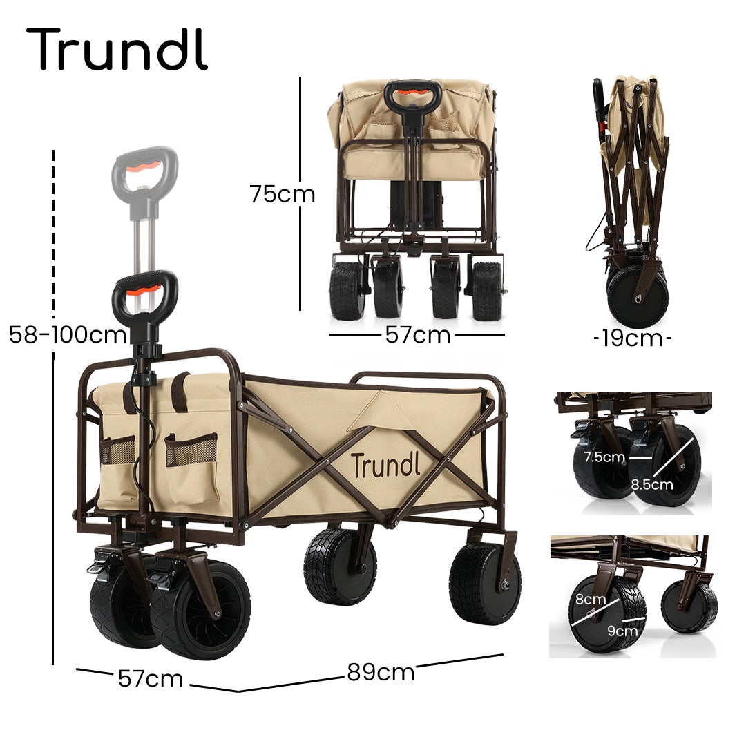 TRUNDL 106L Electric Folding Pull Cart, Powerful Easy Hill Climbing, All-terrain Wheels, Wagon for Beach V219-PCTELETN6CCA