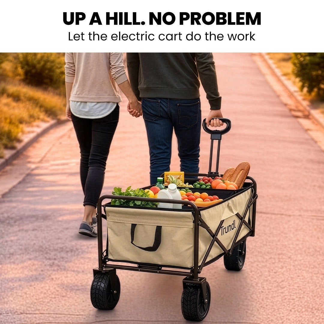 TRUNDL 106L Electric Folding Pull Cart, Powerful Easy Hill Climbing, All-terrain Wheels, Wagon for Beach V219-PCTELETN6CCA