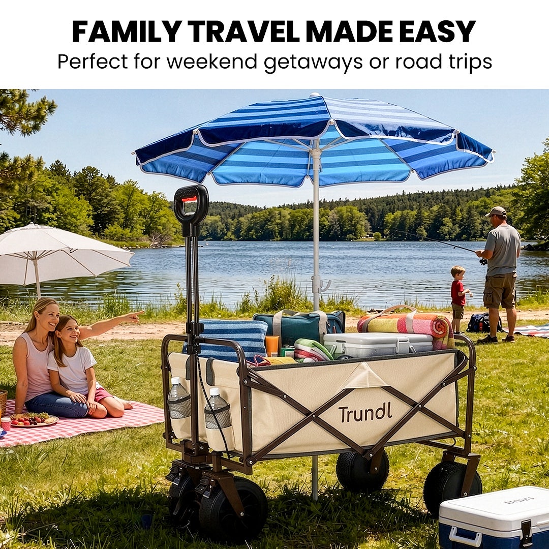 TRUNDL 106L Electric Folding Pull Cart, Powerful Easy Hill Climbing, All-terrain Wheels, Wagon for Beach V219-PCTELETN6CCA