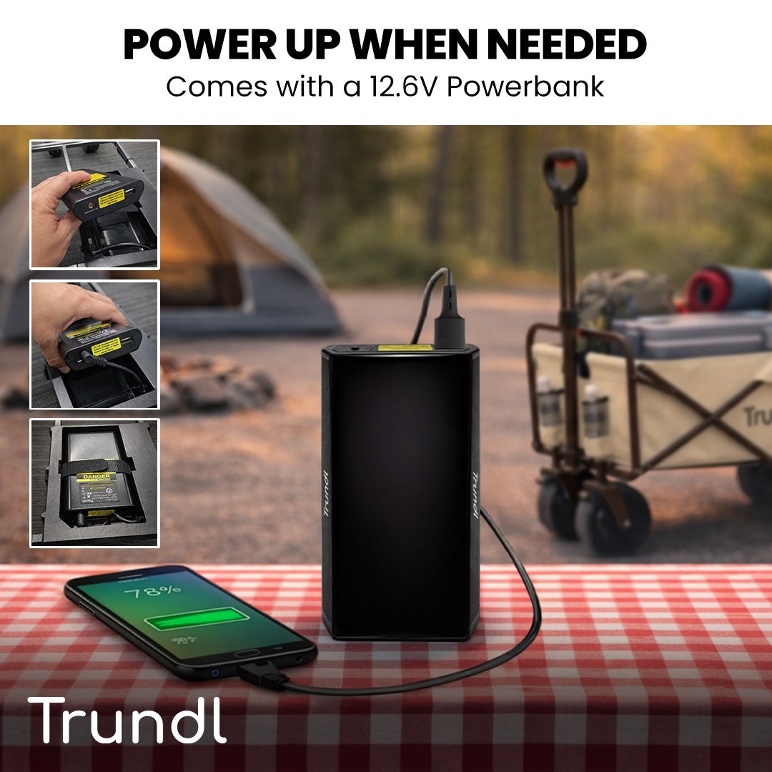 TRUNDL 106L Electric Folding Pull Cart, Powerful Easy Hill Climbing, All-terrain Wheels, Wagon for Beach V219-PCTELETN6CCA