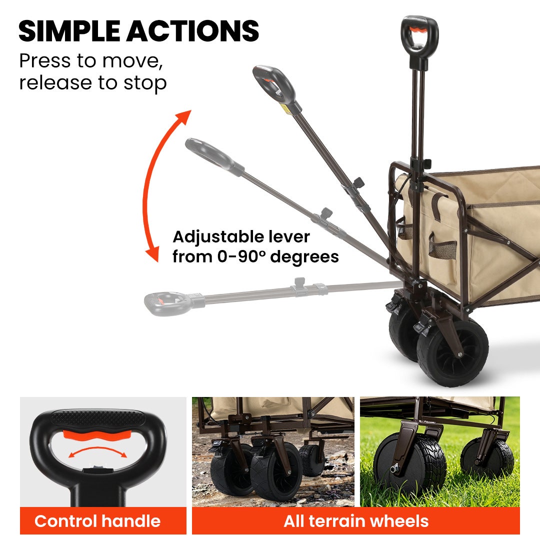 TRUNDL 106L Electric Folding Pull Cart, Powerful Easy Hill Climbing, All-terrain Wheels, Wagon for Beach V219-PCTELETN6CCA