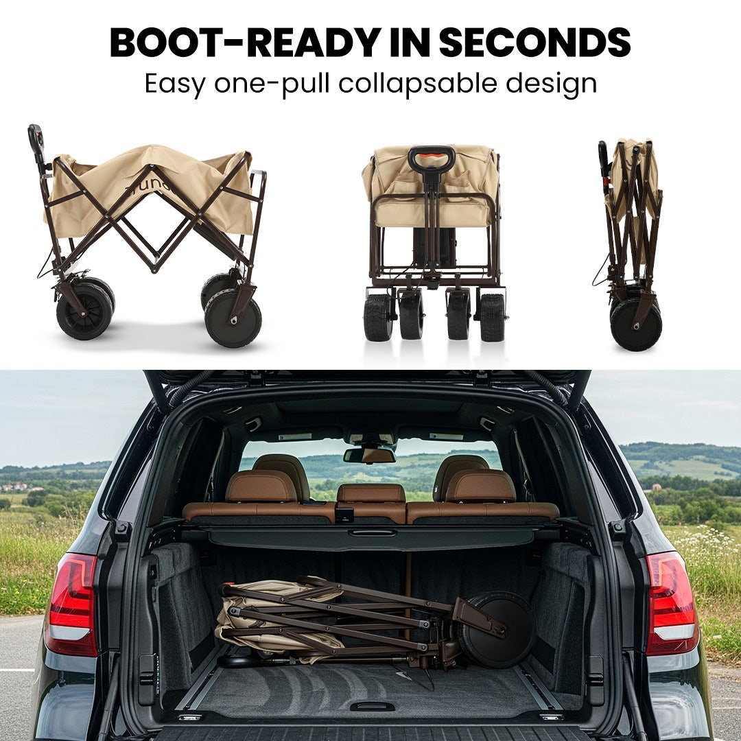 TRUNDL 106L Electric Folding Pull Cart, Powerful Easy Hill Climbing, All-terrain Wheels, Wagon for Beach V219-PCTELETN6CCA