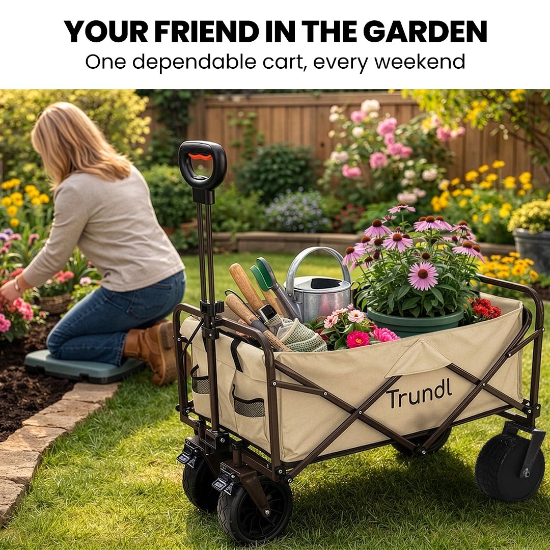 TRUNDL 106L Electric Folding Pull Cart, Powerful Easy Hill Climbing, All-terrain Wheels, Wagon for Beach V219-PCTELETN6CCA