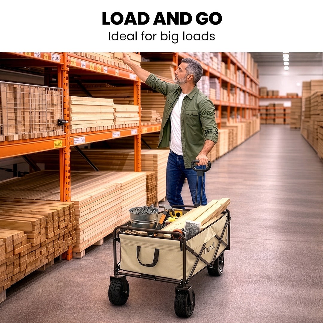 TRUNDL 106L Electric Folding Pull Cart, Powerful Easy Hill Climbing, All-terrain Wheels, Wagon for Beach V219-PCTELETN6CCA