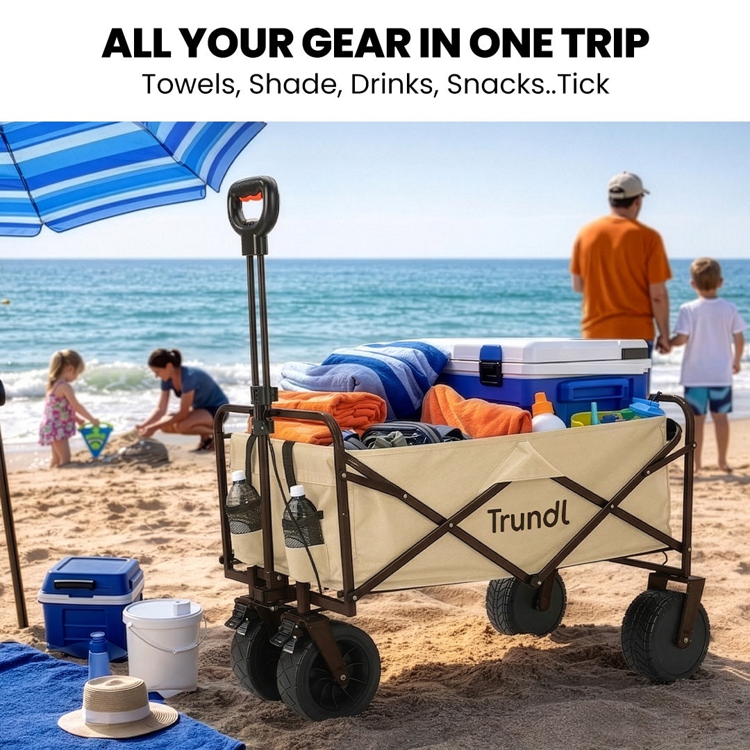 TRUNDL 106L Electric Folding Pull Cart, Powerful Easy Hill Climbing, All-terrain Wheels, Wagon for Beach V219-PCTELETN6CCA