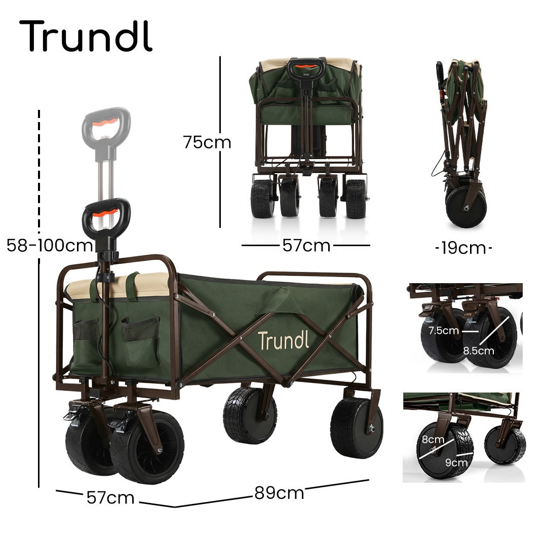 TRUNDL 106L Electric Folding Pull Cart, Powerful Easy Hill Climbing, All-terrain Wheels, Wagon for Beach V219-PCTELETN6GKA