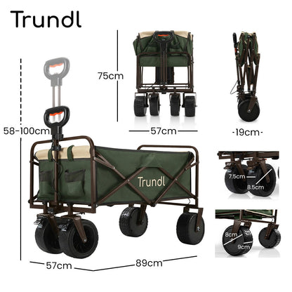 TRUNDL 106L Electric Folding Pull Cart, Powerful Easy Hill Climbing, All-terrain Wheels, Wagon for Beach V219-PCTELETN6GKA