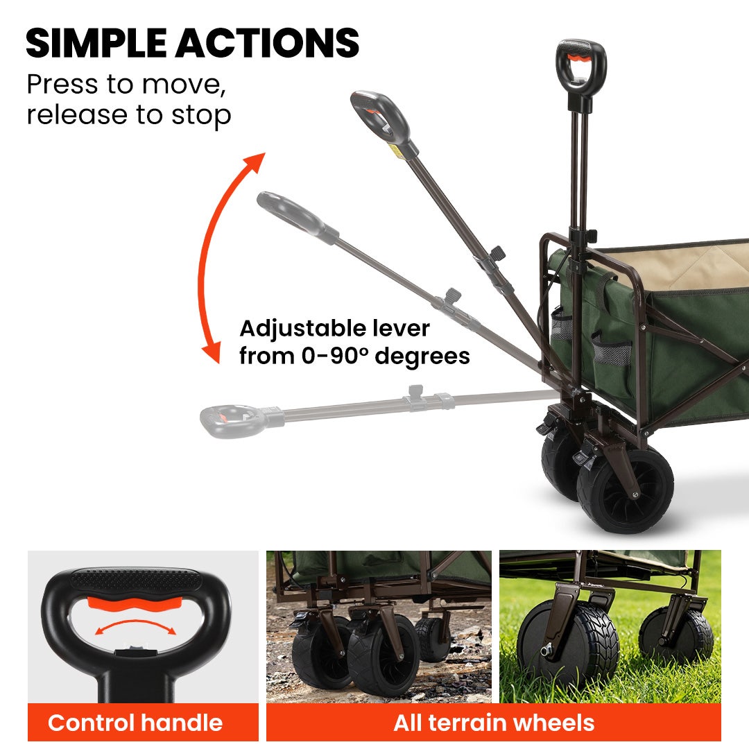 TRUNDL 106L Electric Folding Pull Cart, Powerful Easy Hill Climbing, All-terrain Wheels, Wagon for Beach V219-PCTELETN6GKA