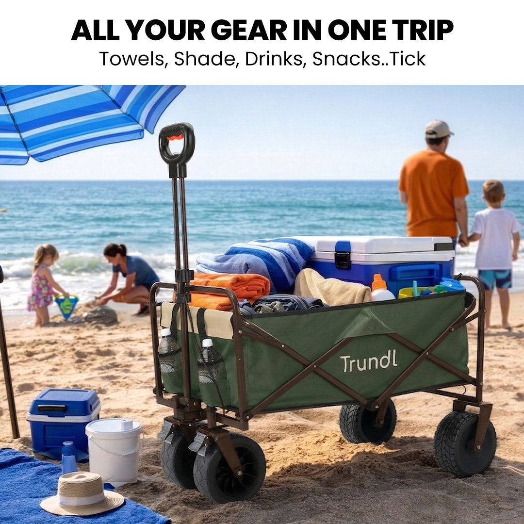 TRUNDL 106L Electric Folding Pull Cart, Powerful Easy Hill Climbing, All-terrain Wheels, Wagon for Beach V219-PCTELETN6GKA