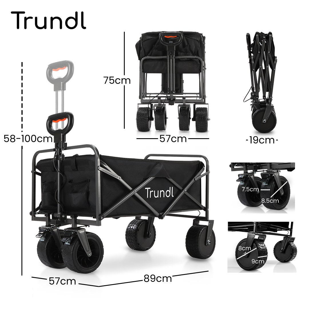 TRUNDL 106L Electric Folding Pull Cart, Powerful Easy Hill Climbing, All-terrain Wheels, Wagon for Beach V219-PCTELETN6KKA