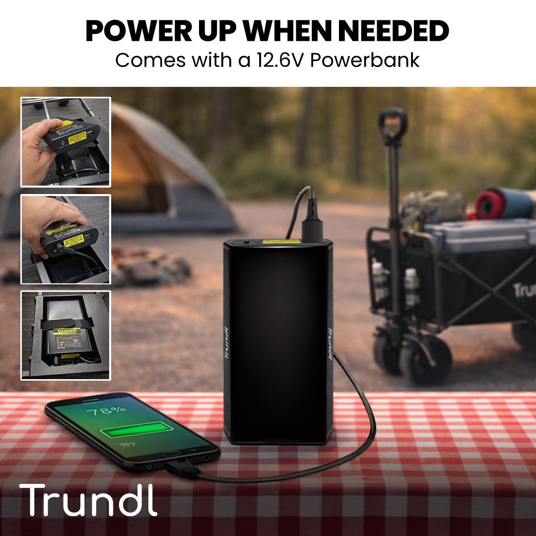 TRUNDL 106L Electric Folding Pull Cart, Powerful Easy Hill Climbing, All-terrain Wheels, Wagon for Beach V219-PCTELETN6KKA