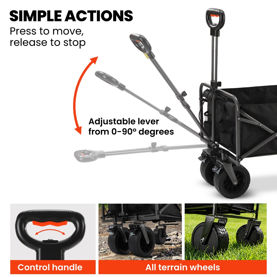 TRUNDL 106L Electric Folding Pull Cart, Powerful Easy Hill Climbing, All-terrain Wheels, Wagon for Beach V219-PCTELETN6KKA