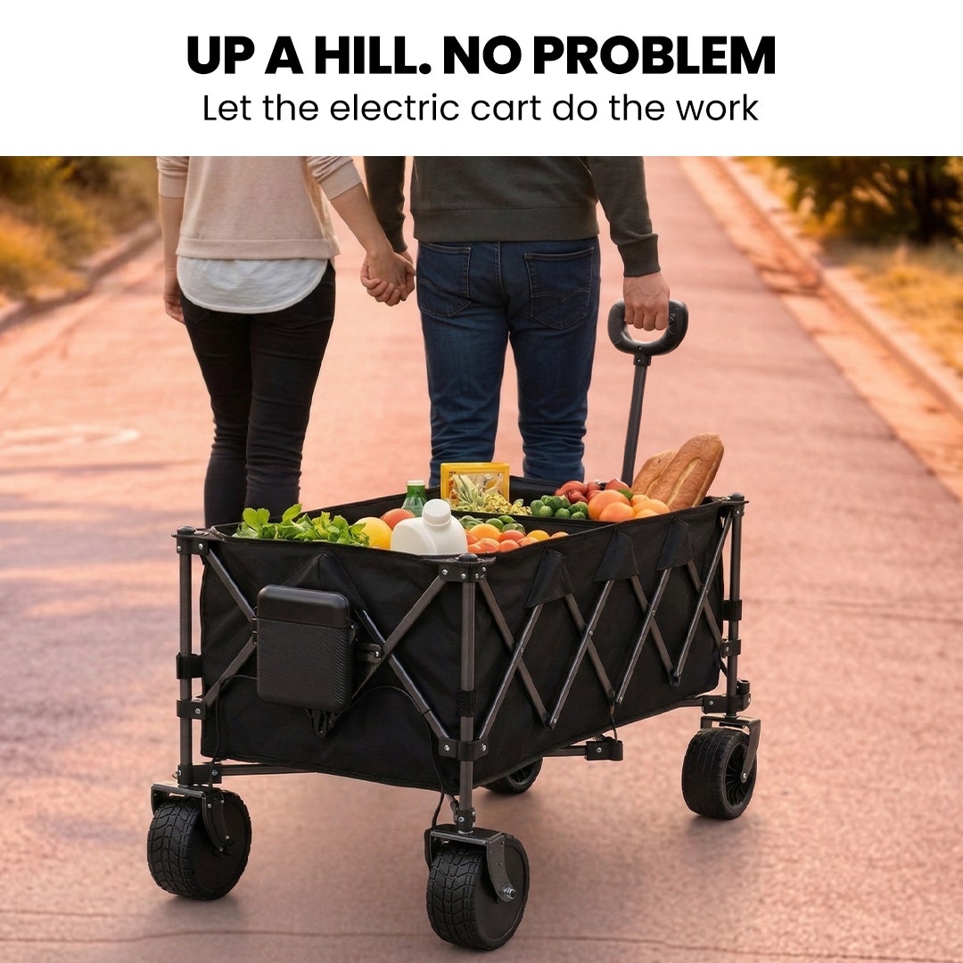 TRUNDL 180L XL Electric Folding Pull Cart, Powerful Easy Hill Climbing, All-terrain Wheels, Wagon for Beach V219-PCTELETN8KKA
