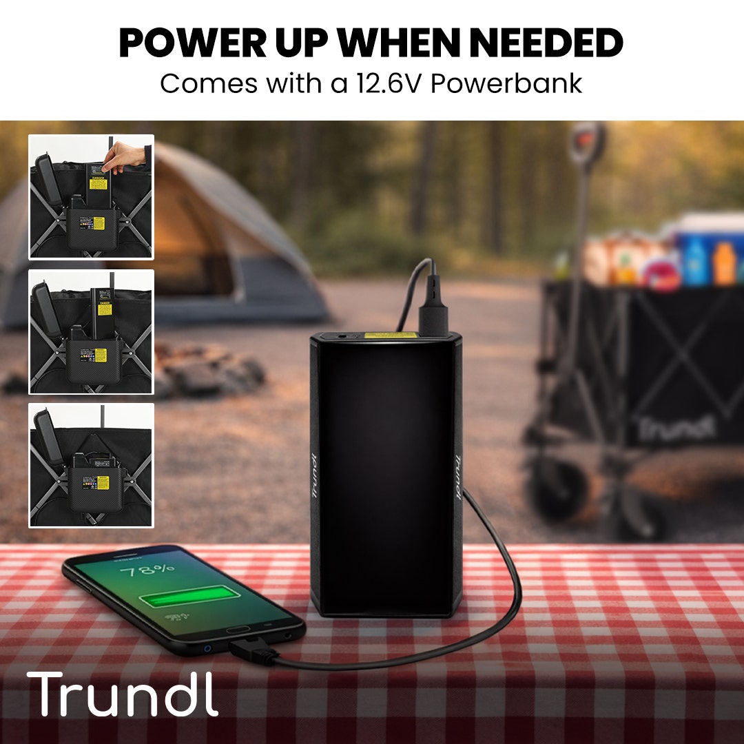 TRUNDL 180L XL Electric Folding Pull Cart, Powerful Easy Hill Climbing, All-terrain Wheels, Wagon for Beach V219-PCTELETN8KKA