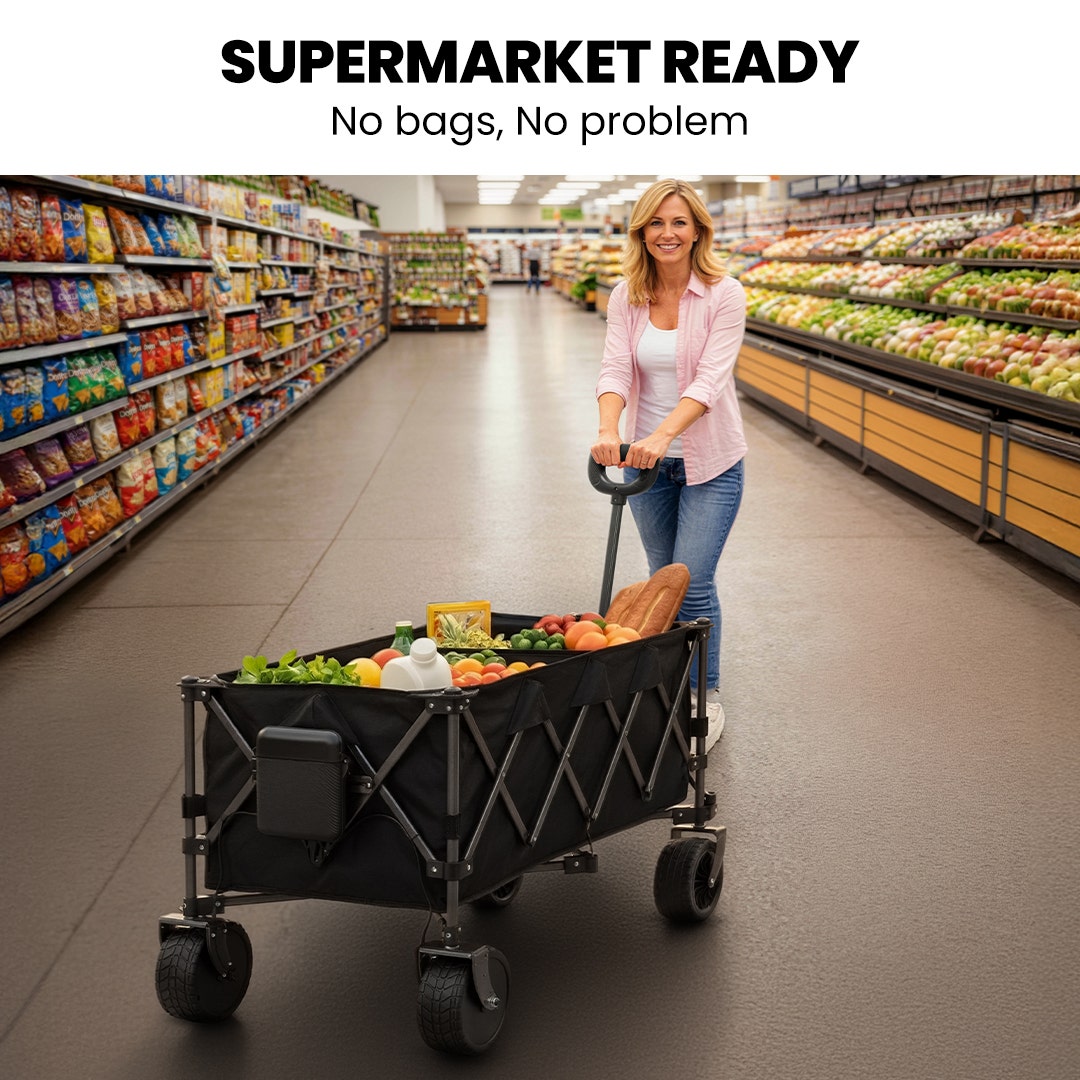 TRUNDL 180L XL Electric Folding Pull Cart, Powerful Easy Hill Climbing, All-terrain Wheels, Wagon for Beach V219-PCTELETN8KKA