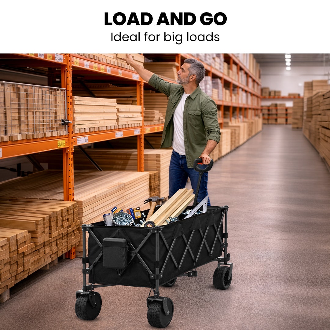 TRUNDL 180L XL Electric Folding Pull Cart, Powerful Easy Hill Climbing, All-terrain Wheels, Wagon for Beach V219-PCTELETN8KKA