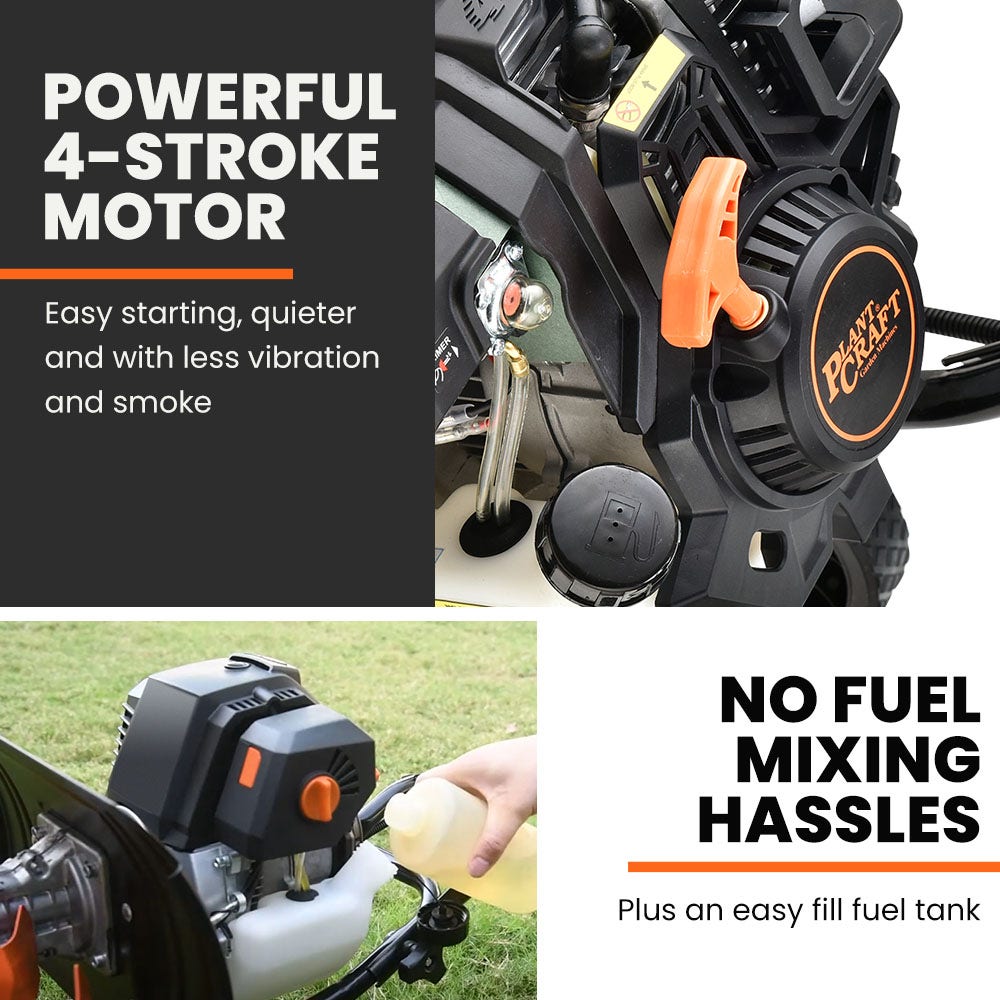 PLANTCRAFT 46CC Garden Cultivator Tiller Handheld 15" Inch Petrol 4-Stroke Titan 9 V219-PCTLLG01A