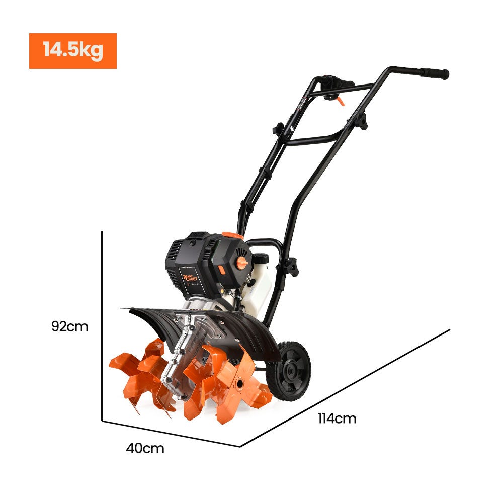 PLANTCRAFT 46CC Garden Cultivator Tiller Handheld 15" Inch Petrol 4-Stroke Titan 9 V219-PCTLLG01A