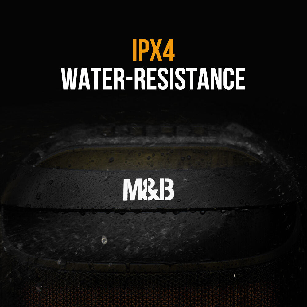 M&B Portable Splash Proof 120W Bluetooth Party Speaker with Karaoke Microphone, IPX4, TWS Pairing, V219-PESSPROVS62A