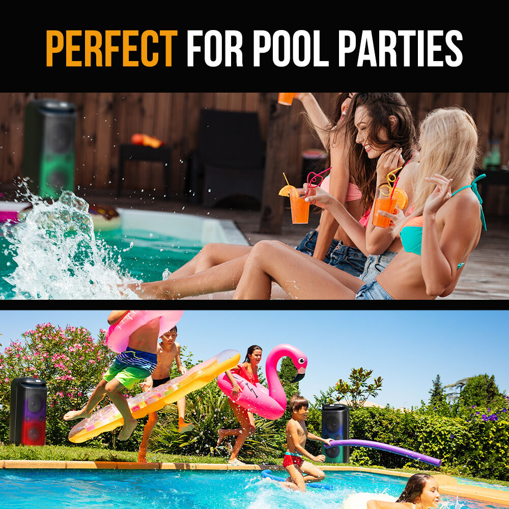 M&B Portable Splash Proof 120W Bluetooth Party Speaker with Karaoke Microphone, IPX4, TWS Pairing, V219-PESSPROVS62A