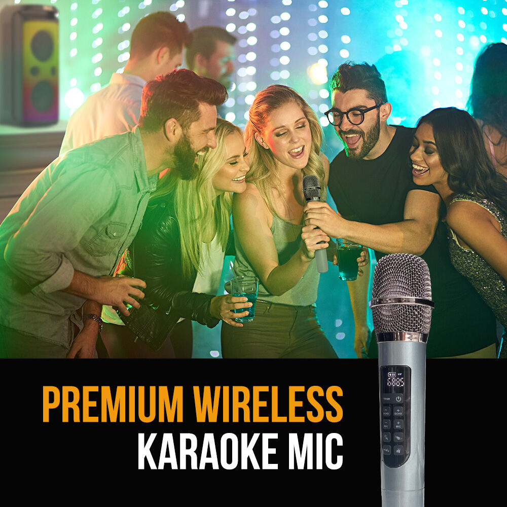 M&B Portable Splash Proof 120W Bluetooth Party Speaker with Karaoke Microphone, IPX4, TWS Pairing, V219-PESSPROVS62A