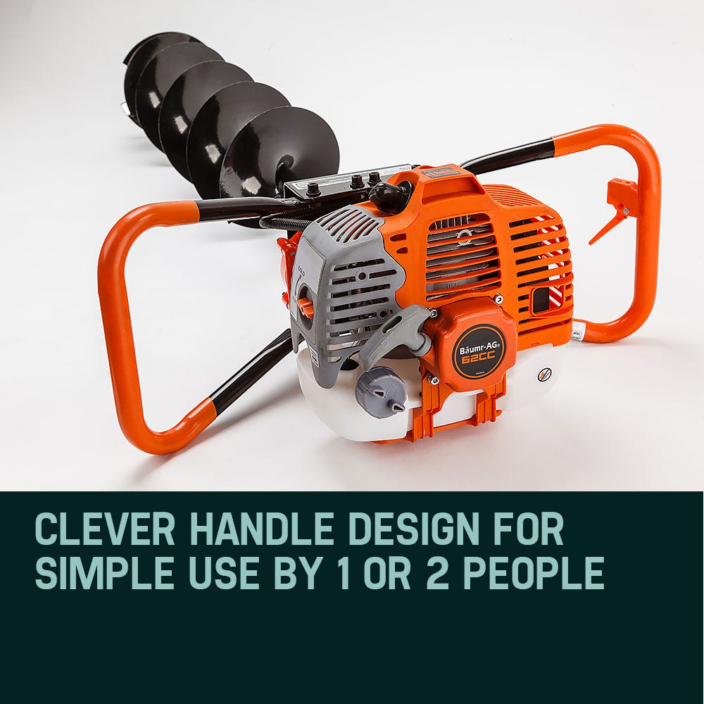 Baumr-AG Post Hole Digger 62CC Posthole Earth Auger Fence Borer Petrol Drill Bit V219-PHDPTLBMRA7C0