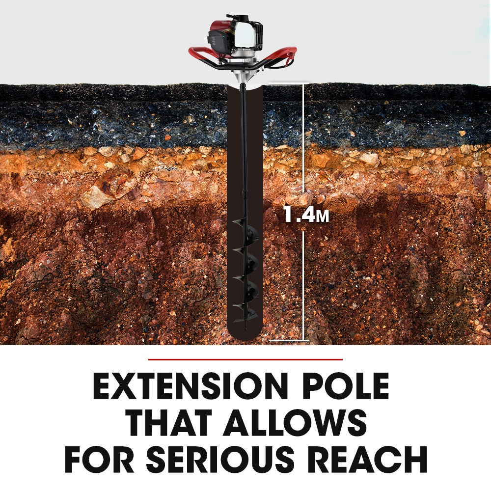BAUMR-AG BPX-1400 38cc 4-Stroke Petrol Post Hole Digger, 150mm Auger w/ 600mm Extension Shaft V219-PHDPTRPB1M4A