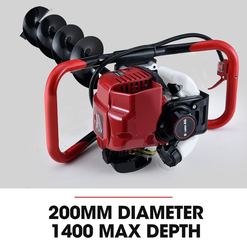 BAUMR-AG BPX-1400 38cc 4-Stroke Petrol Post Hole Digger, 150mm Auger w/ 600mm Extension Shaft V219-PHDPTRPB1M4A