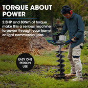 POWERBLADE PD750 52cc 2-Stroke Petrol Post Hole Digger, 200mm Auger w/ 600mm Extension Shaft V219-PHDPTRPB7C2A
