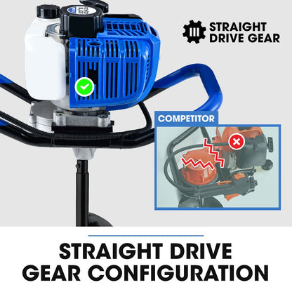 POWERBLADE PD750 52cc 2-Stroke Petrol Post Hole Digger, 200mm Auger w/ 600mm Extension Shaft V219-PHDPTRPB7C2A