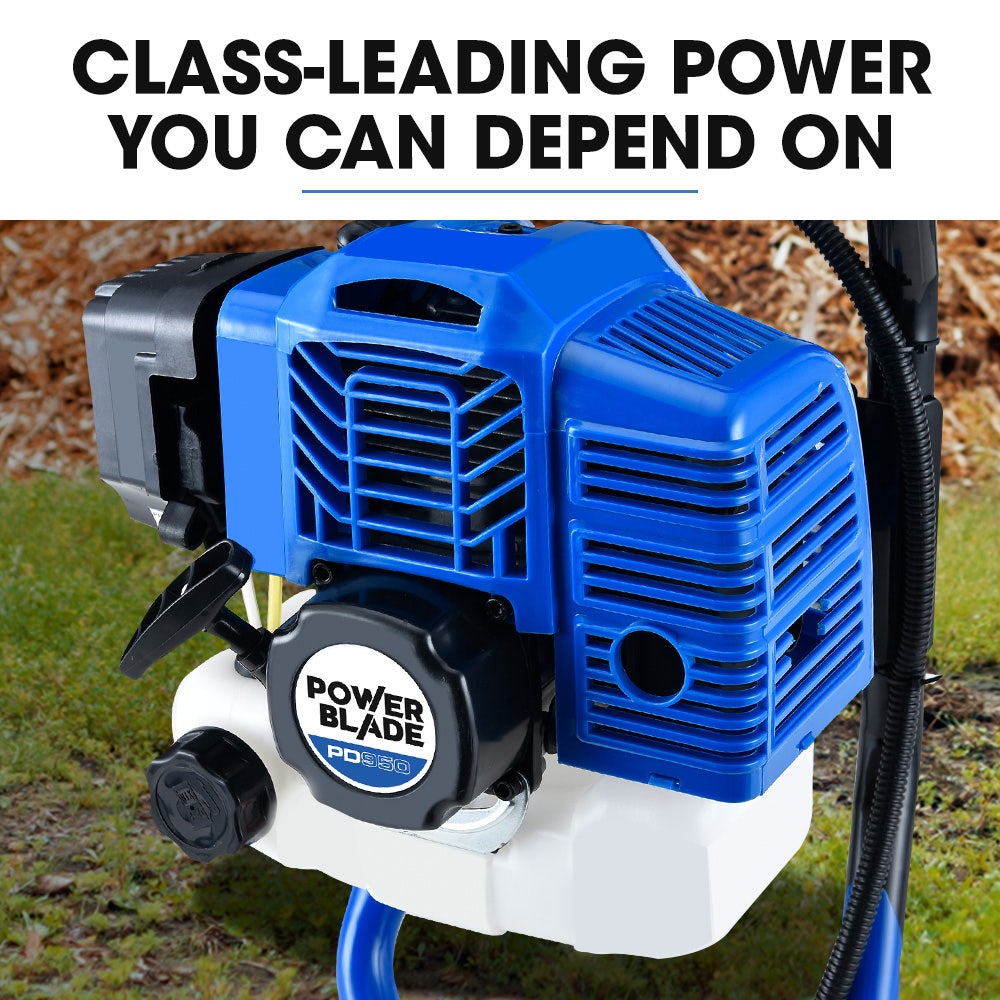 POWERBLADE PD950 52cc 2-Stroke Petrol Post Hole Digger, w/ 3 Auger bits, 600mm Extension Shaft V219-PHDPTRPB9C2A
