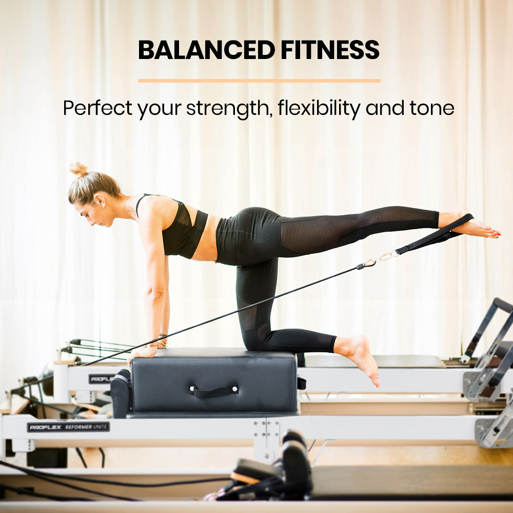 PROFLEX Aluminium Pilates Reformer Machine, Stretch Bed with box and jump board accessories V219-PILALUPFA8GA