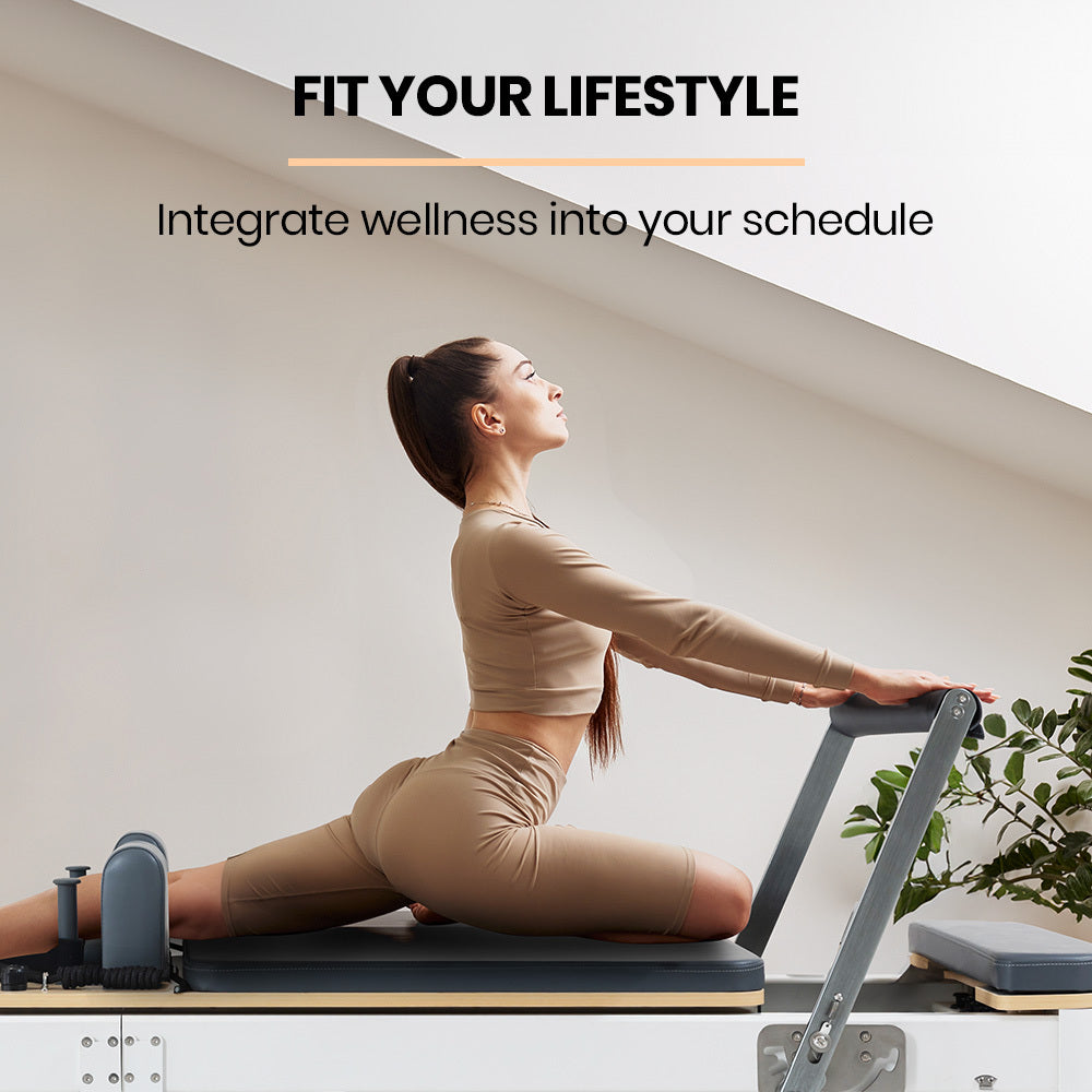PROFLEX Aluminium Pilates Reformer Machine, Stretch Bed with box and jump board accessories V219-PILALUPFA8GA