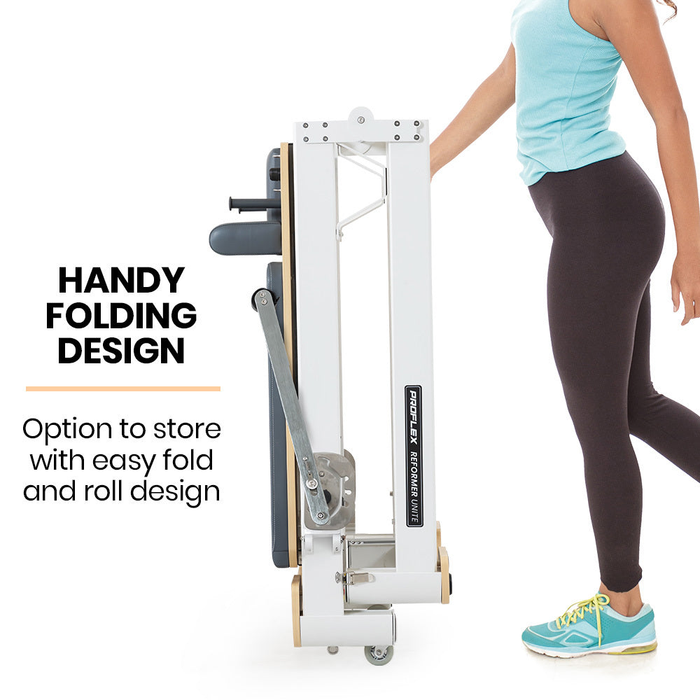 PROFLEX Aluminium Pilates Reformer Machine, Stretch Bed with box and jump board accessories V219-PILALUPFA8GA
